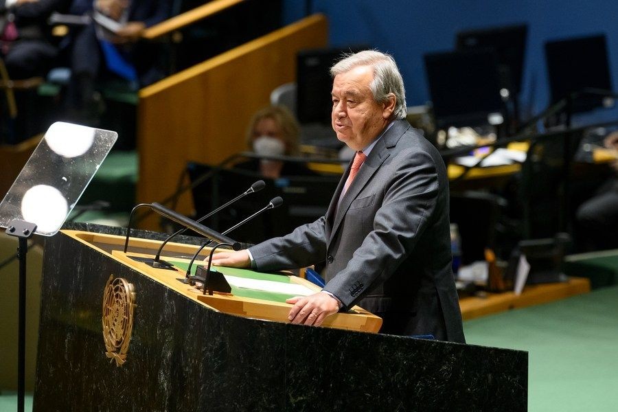 UN Secretary-General Antonio Guterres speaks at the opening of the 10th Nuclear Non-Proliferation Treaty (NPT) Review Conference at the UN headquarters in New York on Aug. 1, 2022. (Loey Felipe/UN Photo/Handout via Xinhua/IANS)